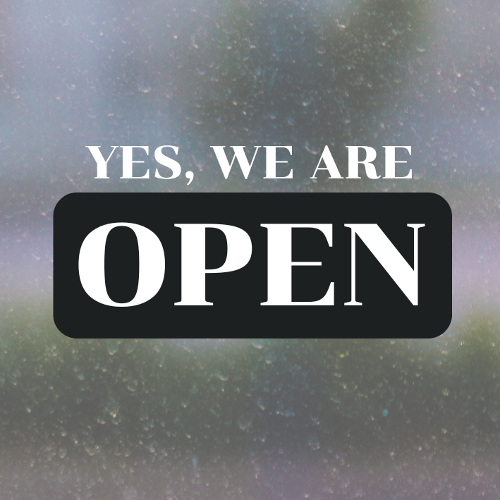 สติ๊กเกอร์ไดคัทPVC กันน้ำ "ํYES WE ARE OPEN" ขนาด 15x15 , 20x20 cm
