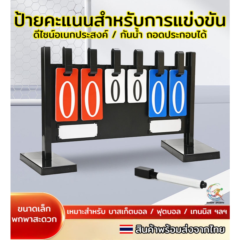 ป้ายกระดานคะแนน 6 หลัก+จำนวนเซต พร้อมขาตั้ง ป้ายขนาดใหญ่ ตัวเลขเด่นชัด 09A4A