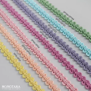 MOMOTARA No.188 (ชุดที่ 1) เทปทอ Knit ลายตวัด Chinese Knit ขนาด 0.9 CM ยาว 18 หลา เทป ริบบิ้น ริบบิ้นผ้า วัสดุตกแต่ง