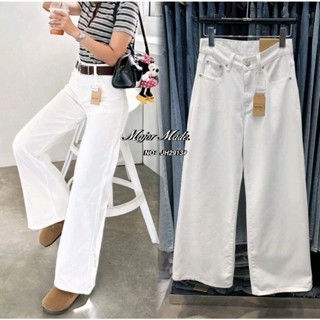 JH2913# กางเกงยีนส์สีขาวขากระบอก
