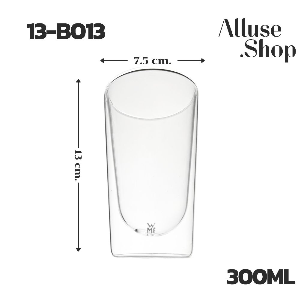 Alluse.shop แก้วสองชั้น (13-B013) 300ml Double Wall Glass สวยงาม ทนทาน ใส่ได้ทั้งน้ำร้อน/เย็น พร้อมส่ง มีส่งด่วน