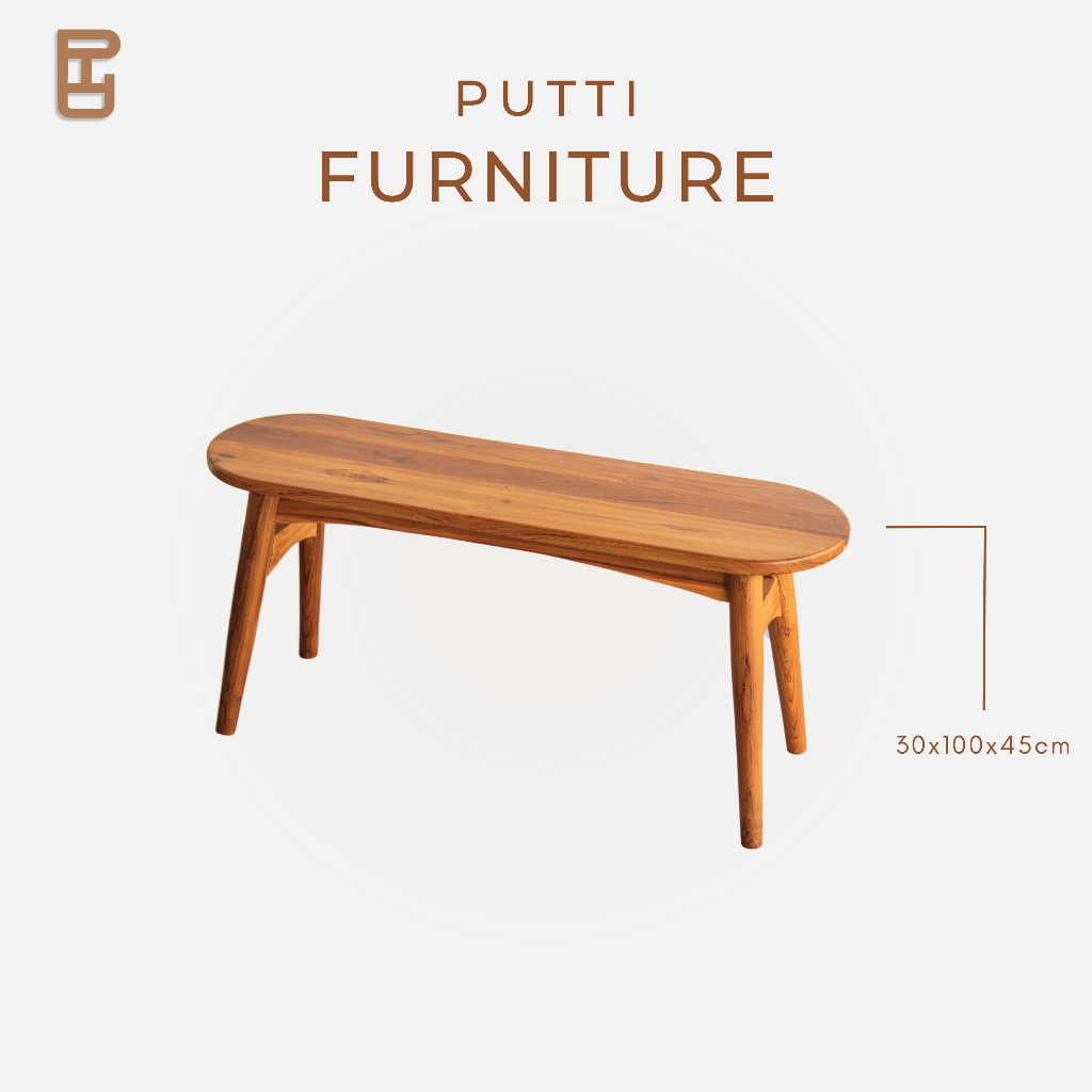 Putti.furniture ม้านั่งไม้สักมินิมอลแคปซูล รุ่นKE005