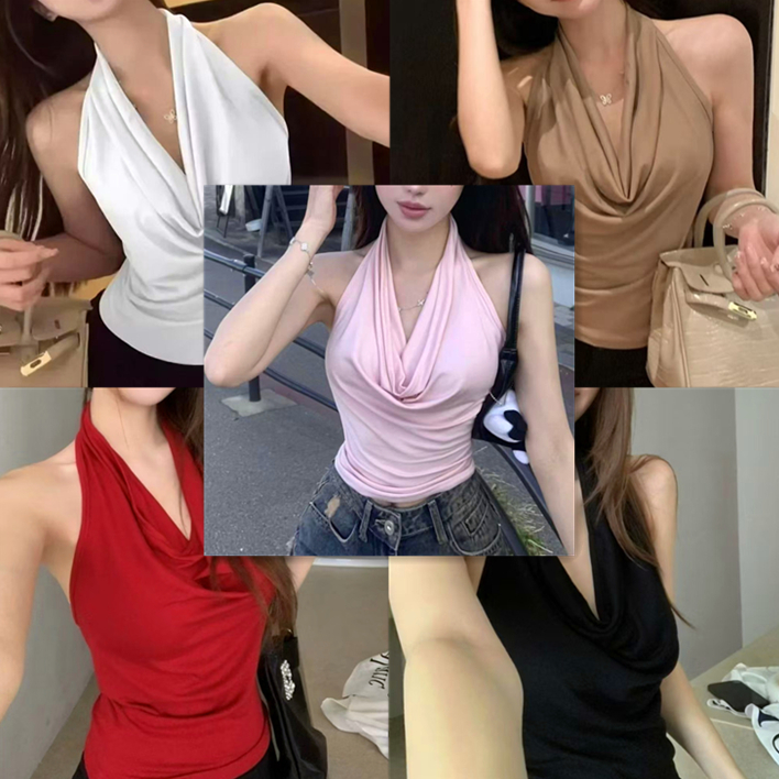 เสื้อคล้องคอ B03 เว้าหลัง ผ้านุ่มนิ่ม สไตล์เซ็กซี่ มิกซ์แอนด์แมทช์ลงตัว