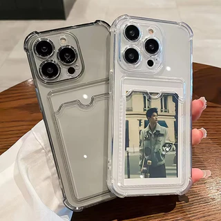 เคสซิลิโคนแบบใส พร้อมช่องใส่บัตร For Xiaomi Redmi 13C 14C 12C 10C 10A 9C Redmi Note 13 12 11 10 9 8 Pro Mi 13T 13 12 11
