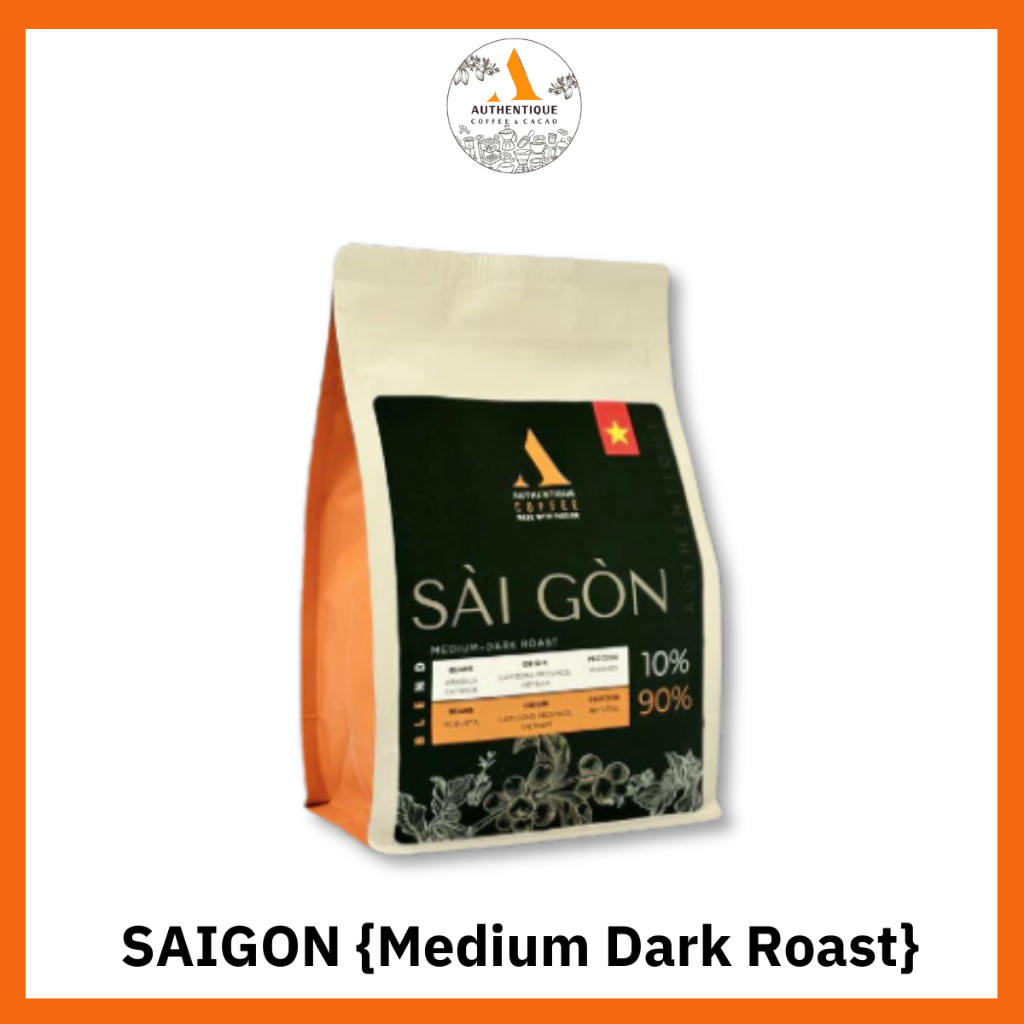 [Coffee Beans] Authentique เมล็ดกาแฟ SAIGON Medium Dark Roast  (10% Arabica, 90% Robusta) Almond.Car