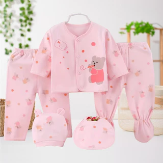 Babyonline(Y139)L4 (ส่งด่วน1วัน)ชุดเซ็ตเด็กแรกเกิดลายการ์ตูน5ชิ้น ผ้าฝ้าย นิ่ม อ่อนโยนต่อผิวเด็ก เหมาะกับเด็ก0-3เดือน