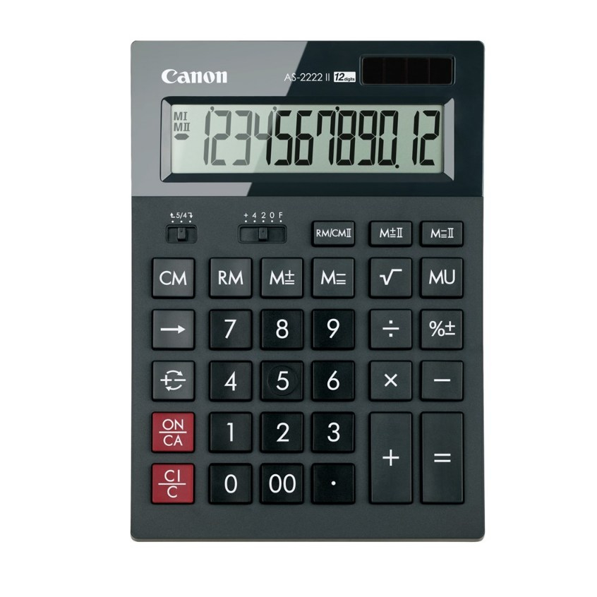 CANON (AS-2222 II) Calculator เครื่องคิดเลข ตั้งโต๊ะ จอ LCD 12 หลัก แคนอน สีดำ