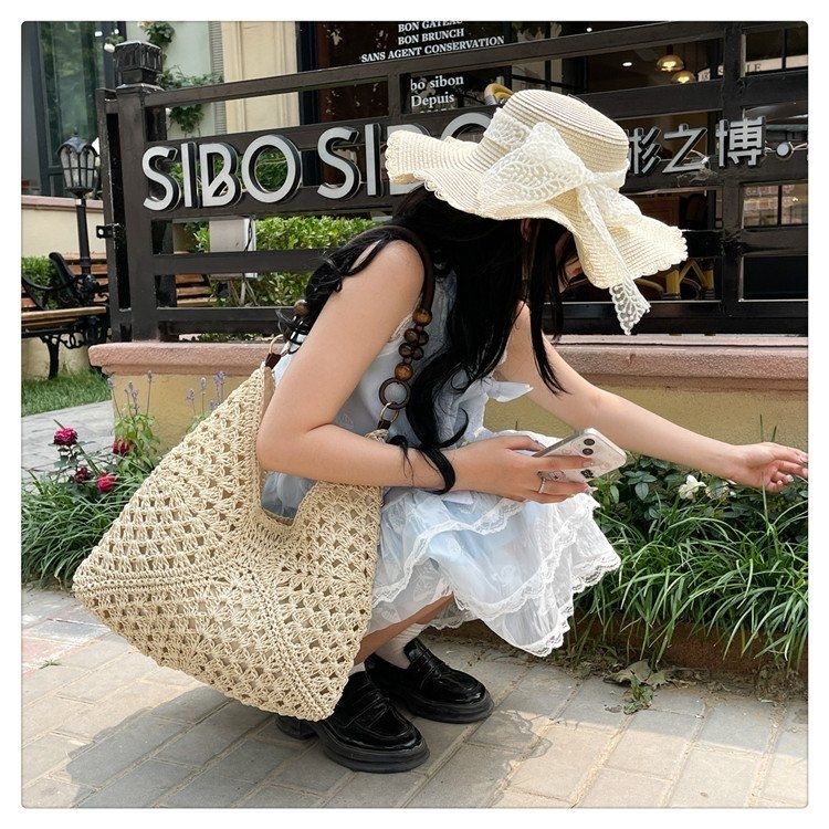 B387）Seaside vacation limited time special offer, good woven grass woven shoulder bag, gentle breeze and breathable