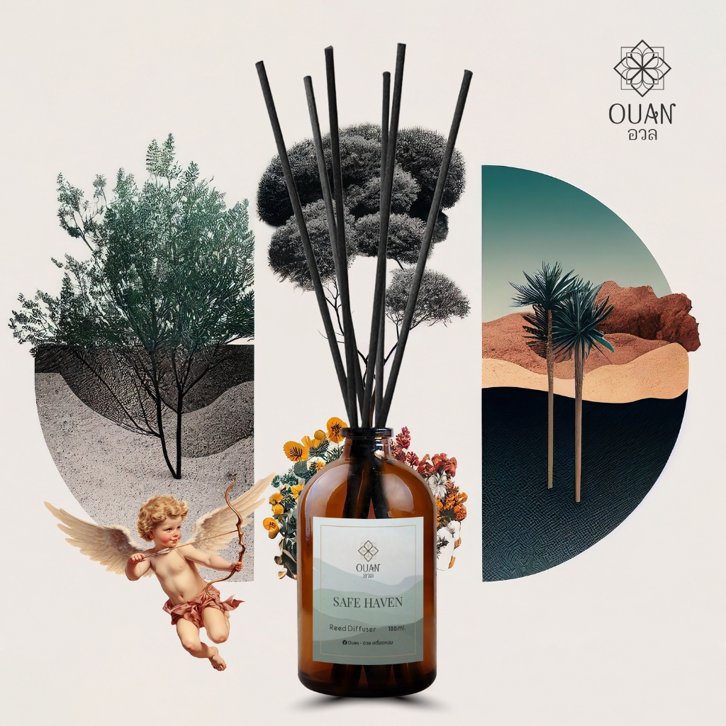 Reed Diffuser (100 ml) กลิ่น Safe Haven สงบ อบอุ่น ปลอดภัย | อวล | ก้านไม้หอม ก้านไม้หอมปรับอากาศ