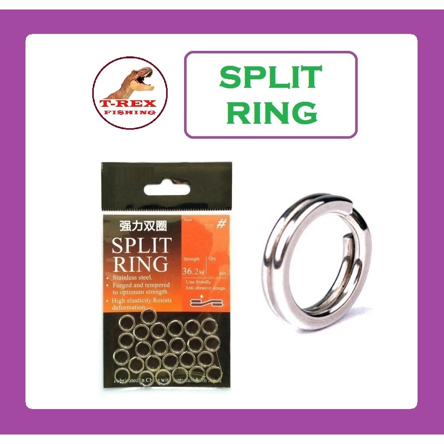 SPLIT RING สปลิทริง สแตนเลส งานดี แข็งแรงมาก ไม่เป็นสนิม สำหรับงานจิ๊ก และงานเหยื่อปลอม By T-Rex