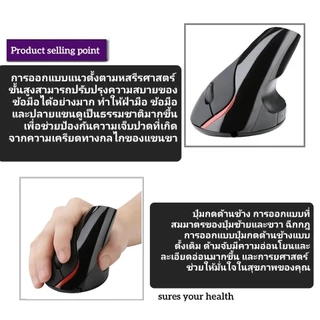 เมาส์ในแนวตั้งรุ่นสายUSB เม้าส์พื่อสุขภาพมือ เม้าส์ป้องกันนิ้วล๊อค 2400 DPI สินค้าคุณภาพ มาตรฐานสากล