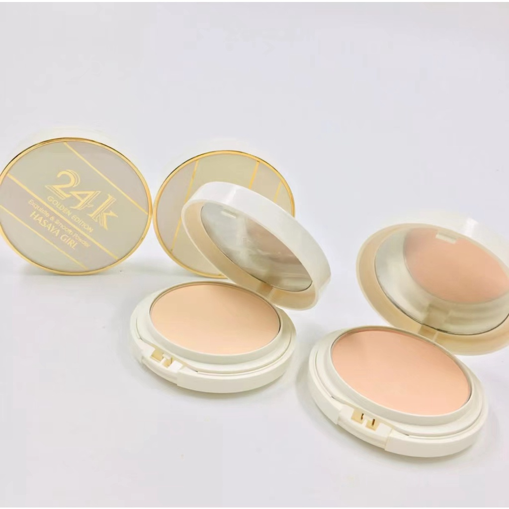 150 แป้งพัฟ 24K  คุมมันได้ดี HASAYA GIRL 24k POWDER เนื้อแป้งบางเบา กันน้ำ คุมมัน 24ชั่วโมง พร้อมส่งในไทย