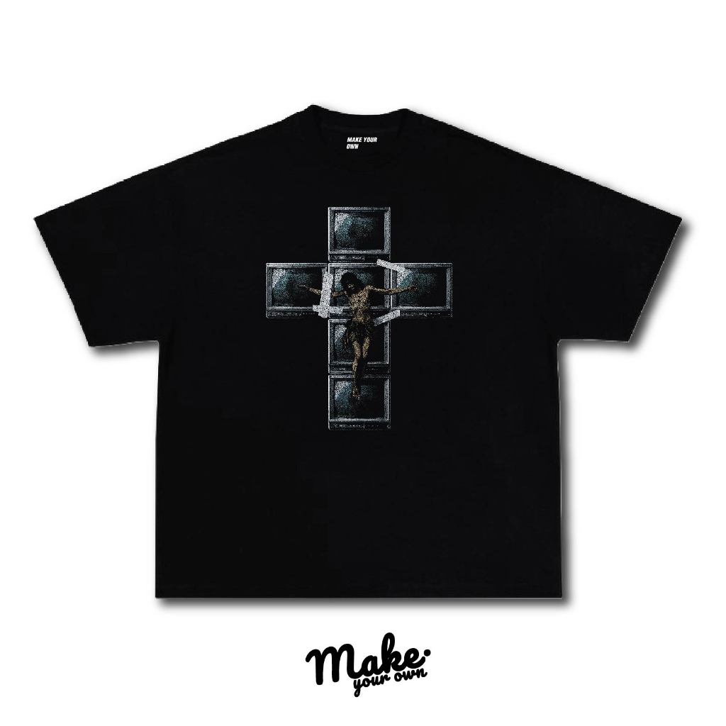 (🔥MAKEYOUROWN🔥) เสื้อ  TELEJESUS คอชิด วินเทจ COTTON OVERSIZE  สกรีนแบบ DTG ดีที่สุดในตลาด