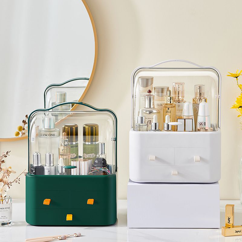 LESS ชั้นวางเครื่องสำอาง กระเป๋าเครื่องสำอางผู้หญิง กระเป๋าเครื่องสำอางค์ กันน้ำได้ พกพาสะดวก ที่วางของพร้อมลิ้นชัก - รูปที่ 7