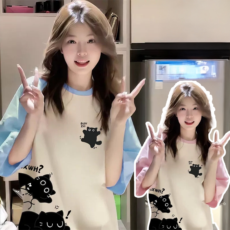 👕เสื้อยืดผู้หญิงผู้ชายแขนสั้น ลายแมวน้อยน่ารัก ผ้าฝ้ายแท้ ตัดเย็บดี ส่งเร็ว น่ารักใส่ได้ทุกวัน เสื้อนักเรียน เสื้อเที่ยว