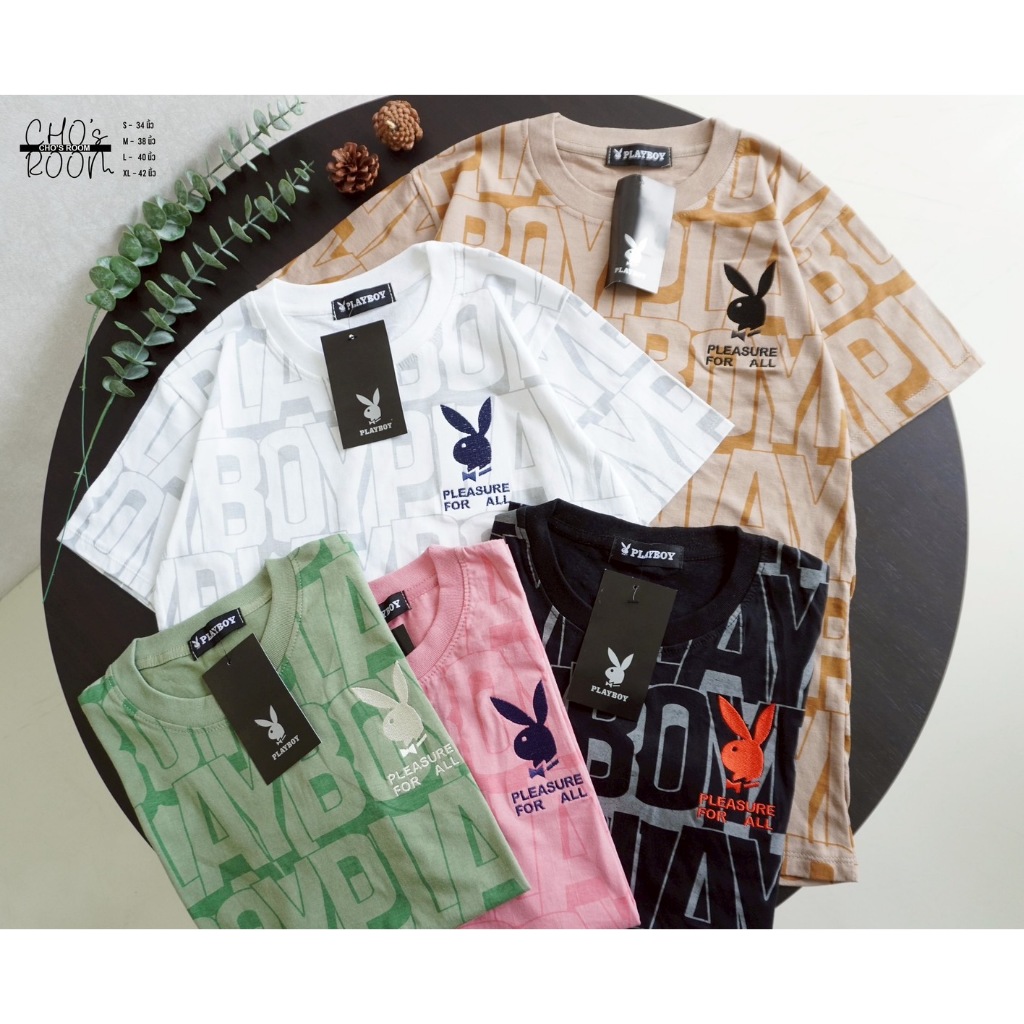 New เสื้อยืดแขนสั้นงานผ้าพิมพ์ลาย งานปัก– งานป้าย  มี 5 สี 4 ไซส์ S M L XL No.96 ราคา ถูกที่สุด ดีลบีเคเค