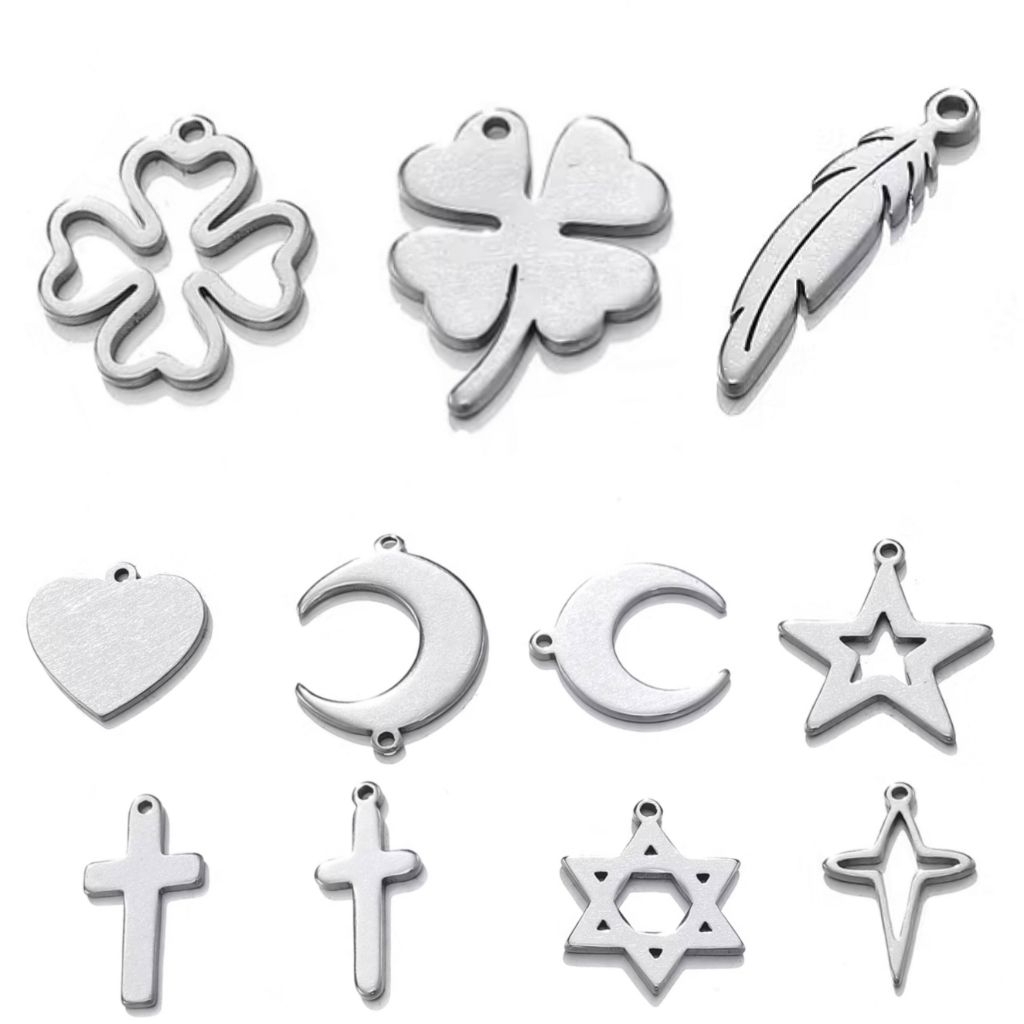 จี้สแตนเลสสุ่ม 5 ชิ้น แฟชั่นสำหรับทำเครื่องประดับสร้อยคอและงานฝีมือ เครื่องประดับ DIY งาน handmade พร้อมส่งจากไทย