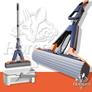 ไม้ม็อบฟองน้ำ Sponge Mop ดูดซับน้ำ บีบน้ำแบบพับเข้าหากัน แฮนด์ฟรี ไม้ถูพื้นฟองน้ำ
