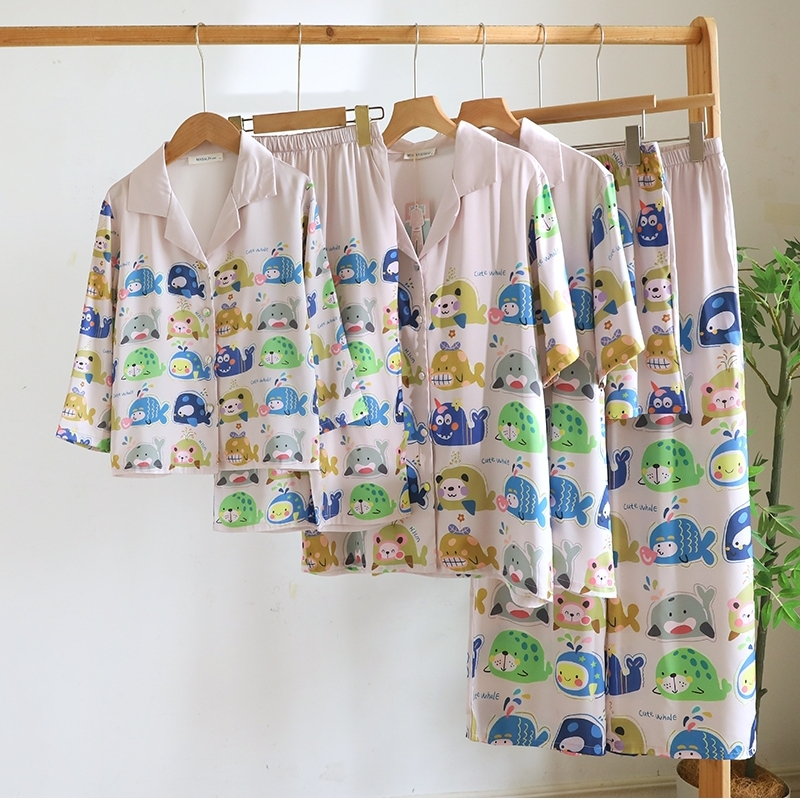 ชุดนอน Muslin Pajamas Silk Satin รุ่น (N5128 T5128 M5128) | ชุดนอนแม่ลูก,ชุดนอนผู้หญิง