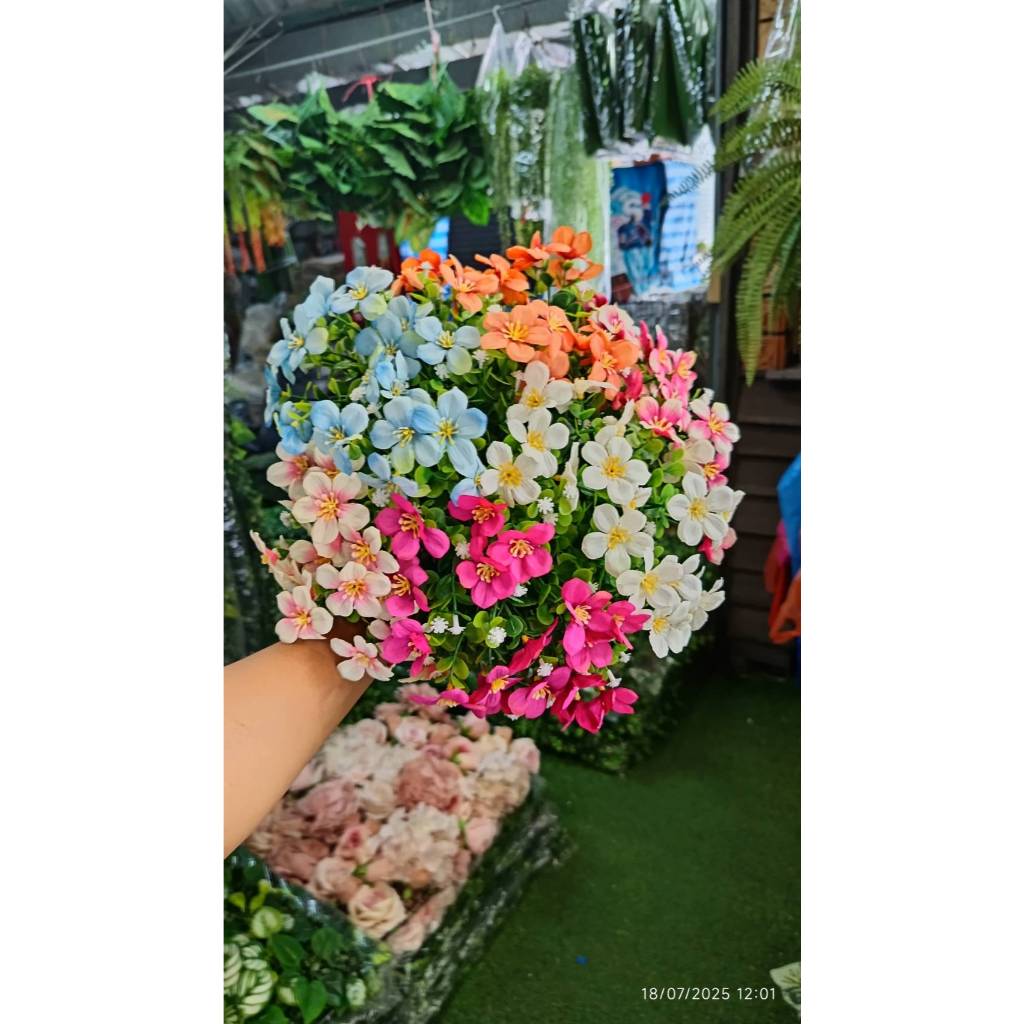 ช่อไม้ปลอมดอกนีออน ไว้ตกแต่งกระถางแขวน ตกแต่งสวนให้สวยงาม