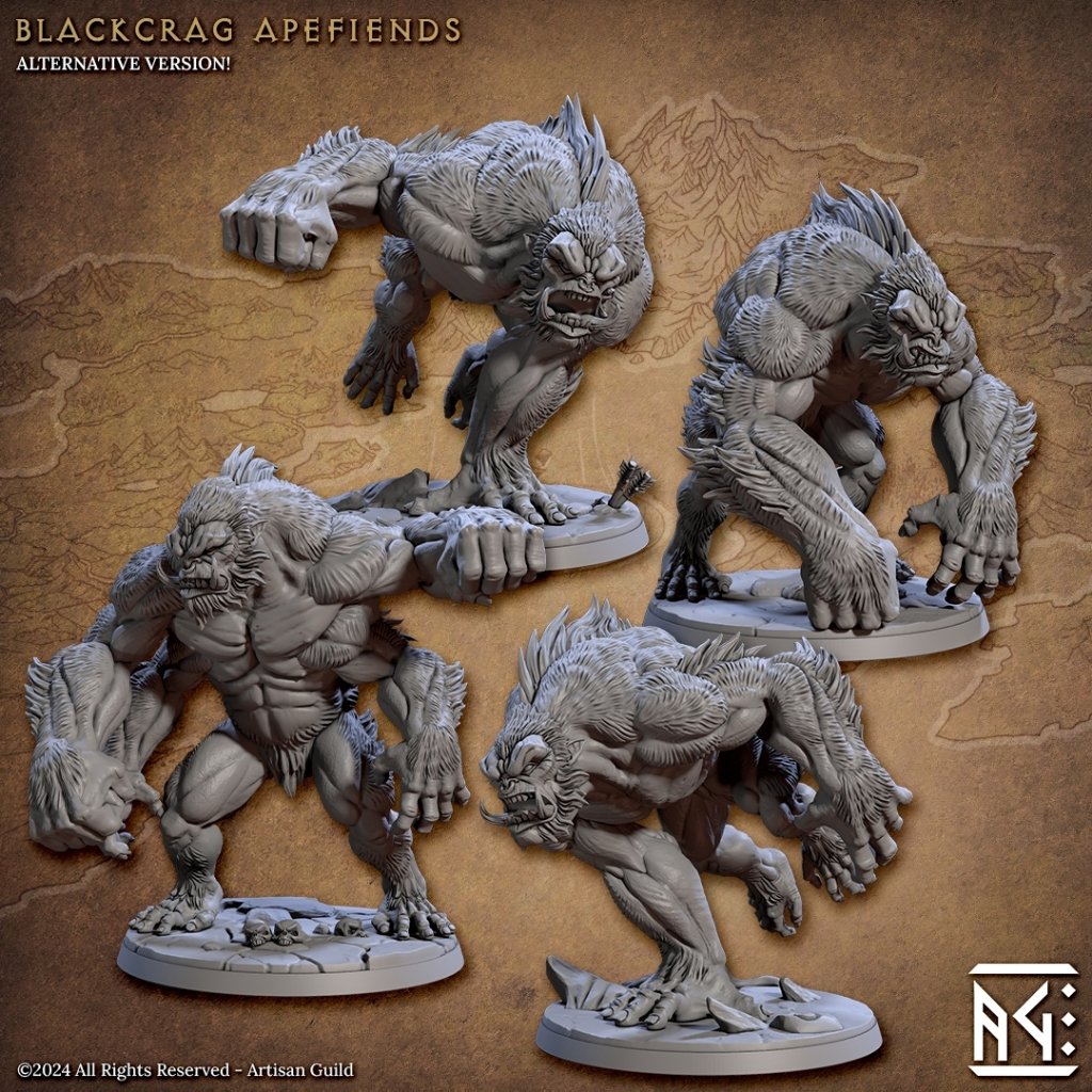 Apefiends - Blackcrag Orcs - Fiend Barlgura Monstrosity Girallon / 32mm scale 3D printed miniature A