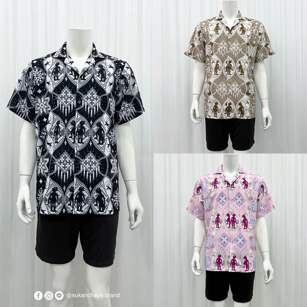 เสื้อฮาวาย ลายหนังตะลุง (มีพร้อมส่งบางสี)