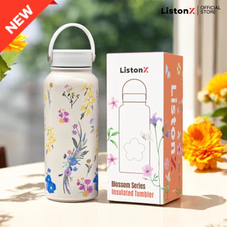 ListonX [ลายใหม่]ขวดน้ำเก็บอุณหภูมิ Blossom Series (คุณภาพพรีเมียม) | ความจุ 1000ML | สแตนเลส 304 | แก้วน้ำ/กาแฟ