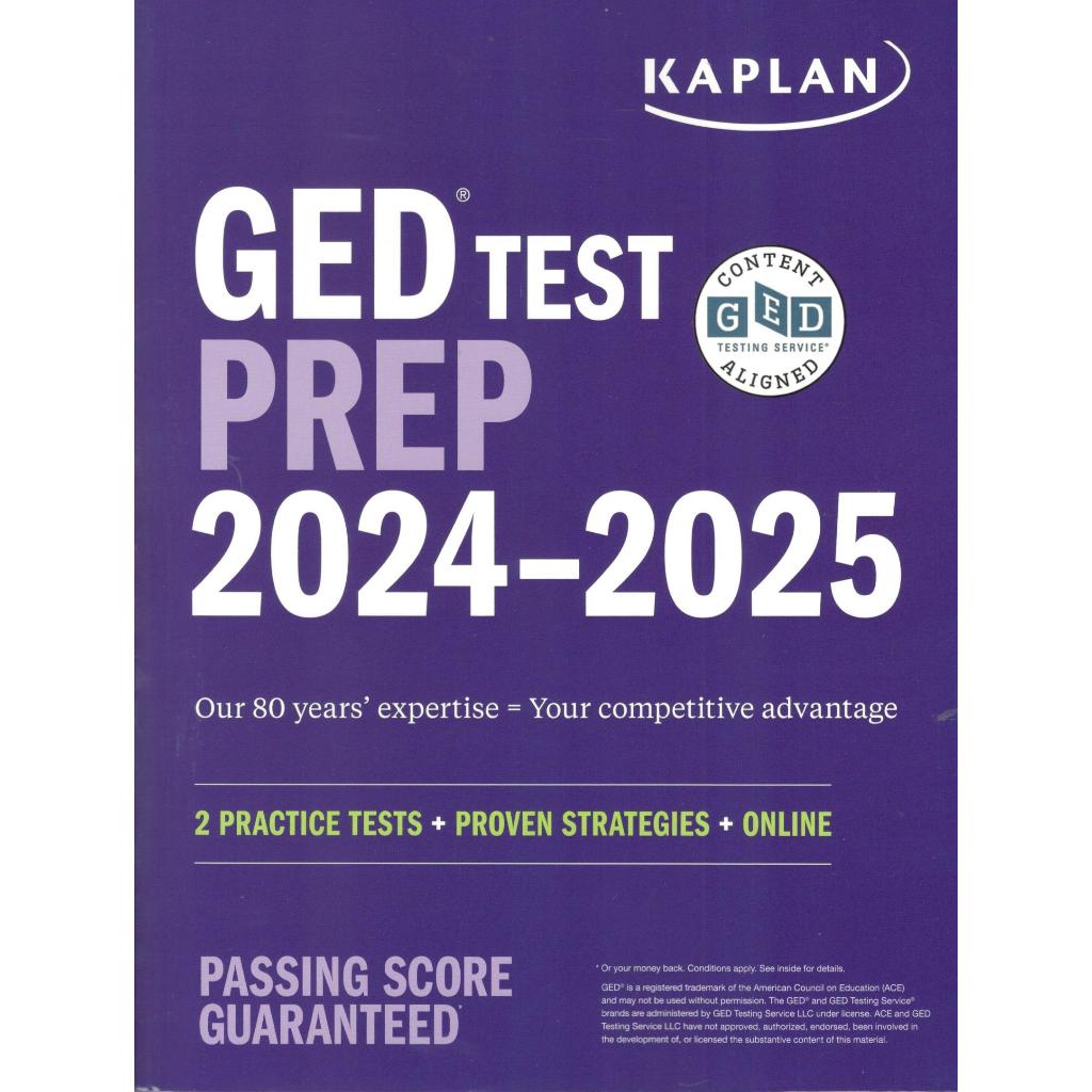 หนังสือ 9781506290461 GED TEST PREP 2024-2025: 2 PRACTICE TESTS + PROVEN STRATEGIES + ONLINE (KAPLAN)