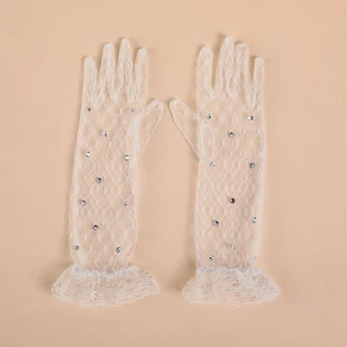 ถุงมือลูกไม้เด็ก3-8ปี💫ยาว28cm ถุงมือโบว์ ถุงมือเพชร พร้อมส่ง!