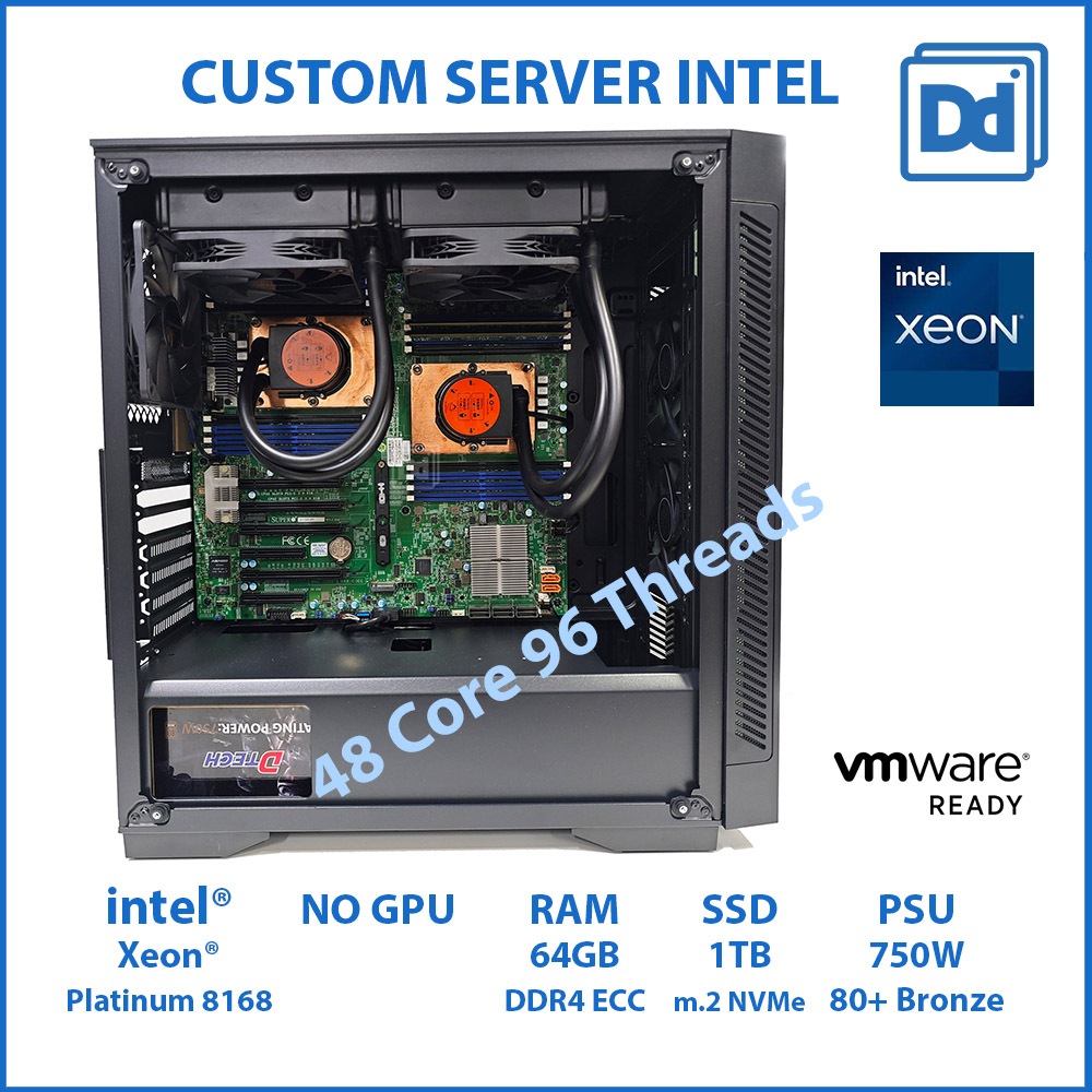 Workstation Supermicro 2X Xeon Platinum 8168 48C/96T RAM 64GB SSD NVMe 1TB USED คอมพิวเตอร์ทำงาน