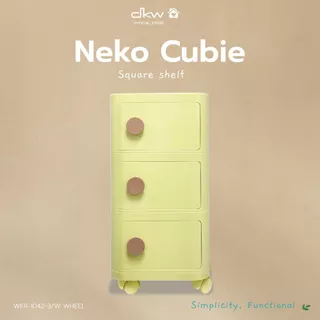 DKW ตู้ลิ้นชักบานสวิง 3 ชั้น มีล้อ รุ่น Neko Cubie (มีหลายสี) ตู้เสื้อผ้า ตู้เก็บของ ตู้ข้างเตียง