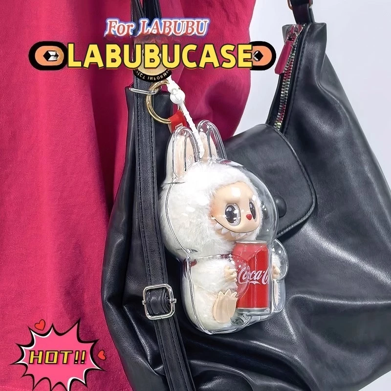 cozyเคสอะคริลิคใส สำหรับใส่ LABUBUxPRONOUNCE เคสพวงกุญแจ เคสป้องกัน Labubu V1 V2 V3 Coca Colaเคสใสป้องกัน วัสดุ PS