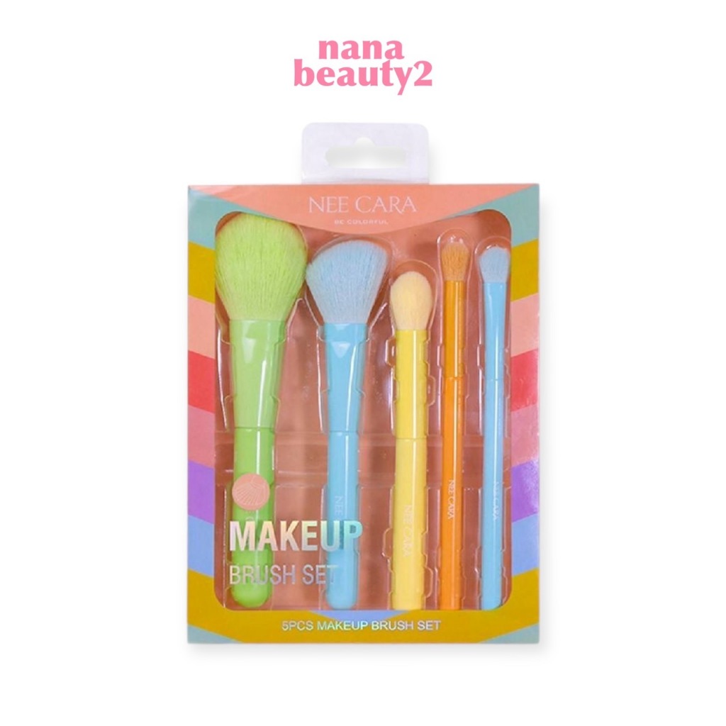 N356 ไฟว์ พีส เมคอัพ บรัช เซท นีคาร่า ชุดแปรง 5 ชิ้น Nee Cara 5 Pcs Make Up Brush Set