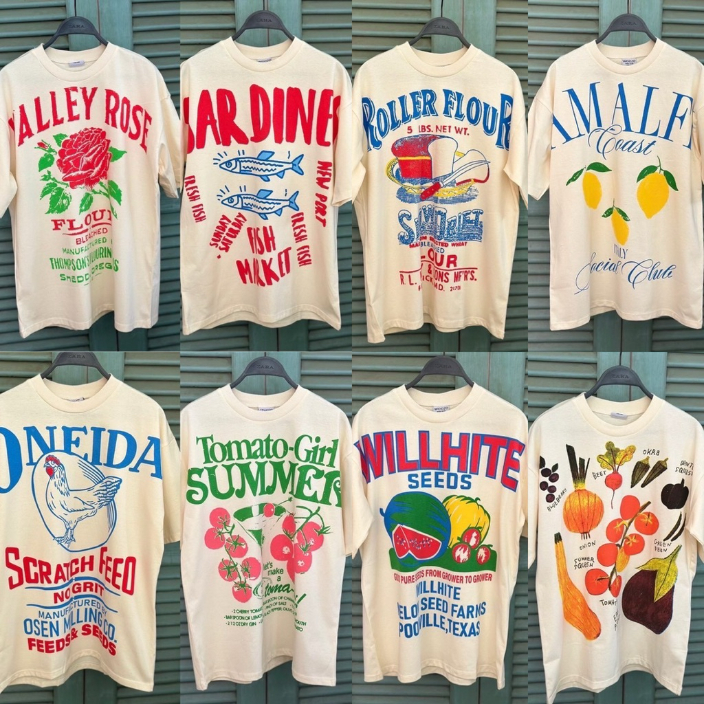พร้อมส่งในไทย Oversize เสื้อยืดโอเวอร์ไซส์ BDSH-รวมลายผ้าดิบ
