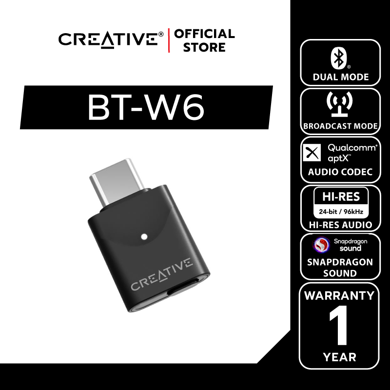 CREATIVE ACC BT-W6 Wireless Audio Transmitter USB-C อะแดปเตอร์ส่งสัญญาณ Bluetooth® LE Audio and Clas