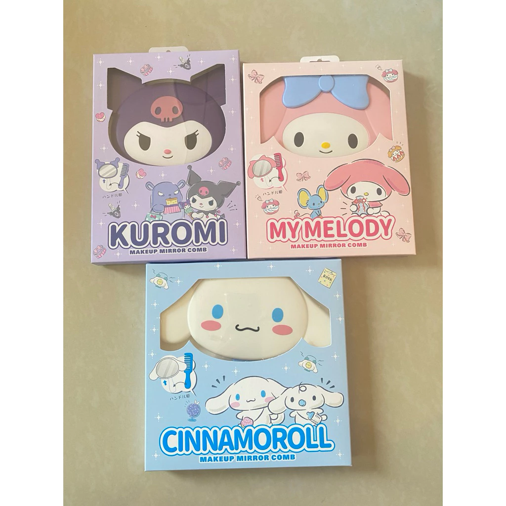 🇨🇳🎀🪞 หวี+กระจกพกพา Sanrio ลาย Kuromi / My Melody / Cinnamoroll 🎀🪞