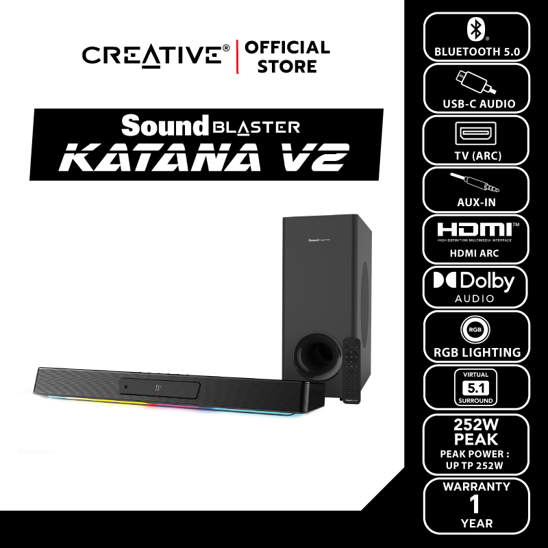CREATIVE SPEAKER Sound Blaster Katana V.2 Bluetooth 5.0 Soundbar speaker+Subwoofer ไฟ RGB  ลำโพงบูลทูธ