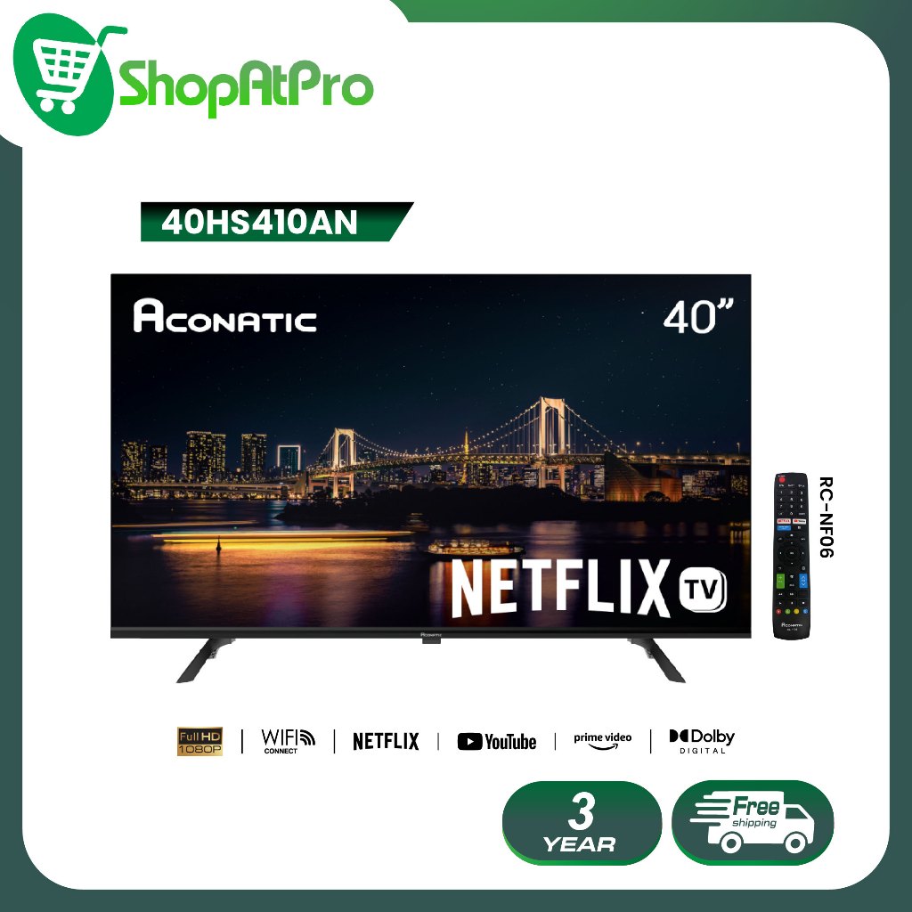 Aconatic LED Netflix TV Smart TV HD (Netflix v5.3) สมาร์ท ทีวี ขนาด 40 นิ้ว รุ่น 40HS410AN (รับประกั