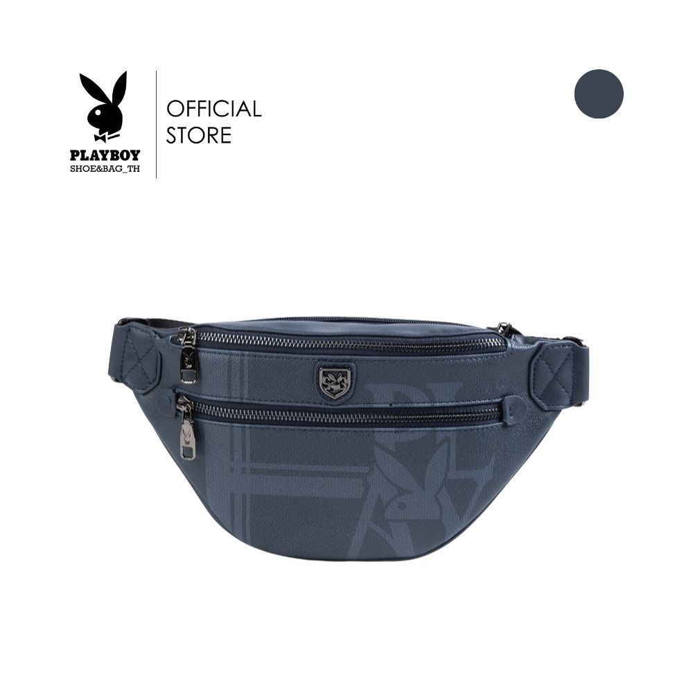 Playboy รุ่น Night play Men's Chest bag กระเป๋าคาดอกคาดเอวผู้ชาย รหัส ST-B253PBM320-BL สกรีนโลโก้ สี Navy Blue