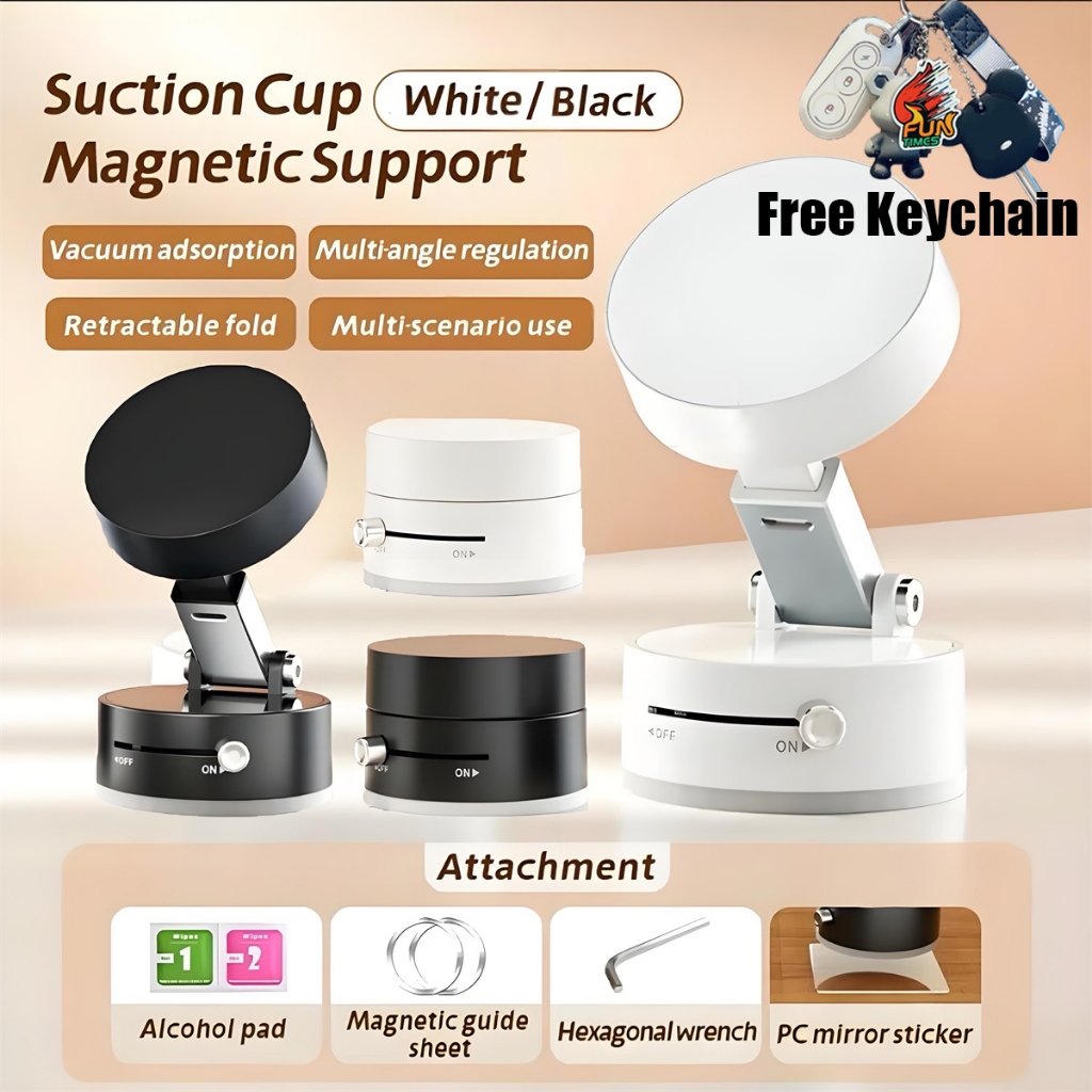【พร้อมของแถมฟรี】ที่วางโทรศัพท์ในรถยนต์, หมุน 360° ถ้วยดูดแม่เหล็ก ปรับได้ รองรับ iPhone Samsung Xiaomi OPPO VIVO HUAWEI