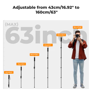 ไม้Monopod K&F Model MS16 Tripod, 5 Sections, Aluminum alloy