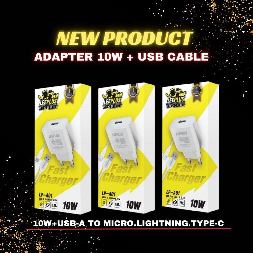 ชุดชาร์จ Leeplus ชาร์จเร็ว 10W สำหรับ USB to A , USB to C และ USB to L