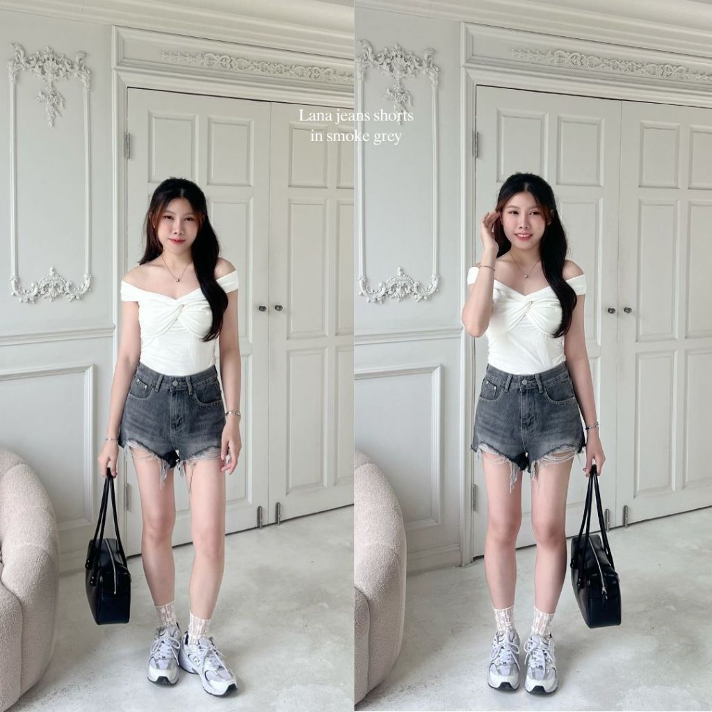 Beberlin กางเกงยีนส์ขาสั้น ทรงขาด แนวเกาหลี / No : 1006 รูปที่ 3