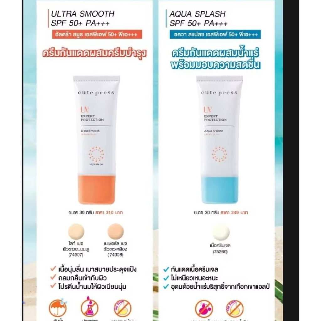 cute press ยูวี เอ็กซ์เพิร์ท โพรเทคชั่น อควา สแปลช เอสพีเอฟ 50+ พีเอ++30g