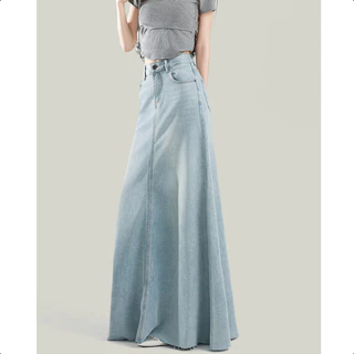 S-6XL กระโปรงยีนส์เอวสูง แบบยาว สไตล์ใหม่สำหรับฤดูร้อน