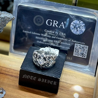 แหวนกอธิกเงินแท้ ฝังเพชรโมอีส Sterling Silver 925