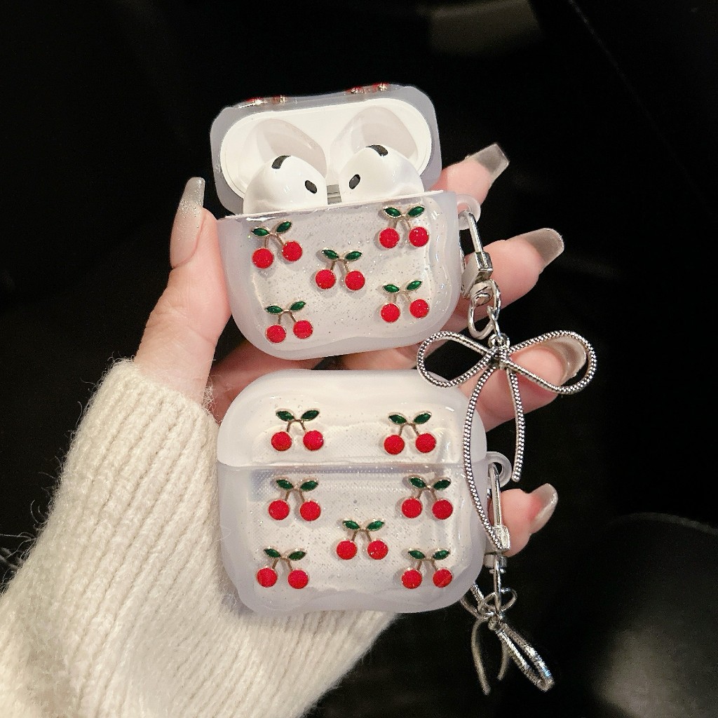 เคสหูฟัง เเถมสายห้อย เคสAirpods เคสลายเชอรี่ รุ่น Airpods รูปที่ 8