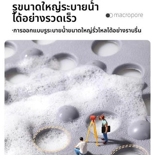 แผ่นกันลื่นในห้องน้ำ พร้อมถ้วยดูด พรมปูพื้น แผ่นรองนวดเท้า แผ่นรองพื้น PVC หนา การออกแบบรูระบายน้ำอย่างรวดเร็ว 5 สี