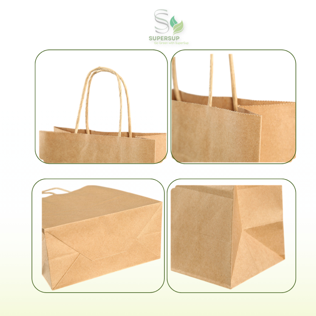 [25 ใบ] ถุงกระดาษมีหูหิ้ว สีน้ำตาล เบอร์ 7 ขนาด 32x11x27 ซม.ถุงกระดาษคราฟท์ หูหิ้วเกลียว KL125แกรม - รูปที่ 3