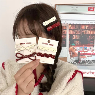 💗พน้อมส่งจากไทย💗A-10กิ๊บติดผมลายจุด 1คู่ (2ชิ้น/เซ็ท) กิ๊บติดผมสไตล์เกาหลีลายจุดสีแดง